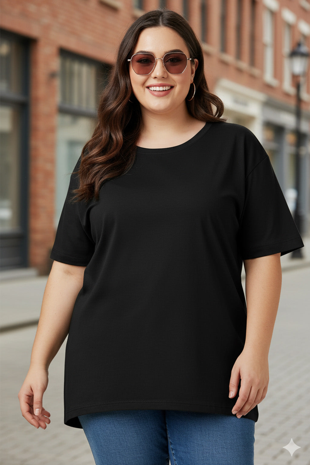 Black Plain Plus Size Oversized T-shirt