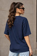 Juneberry Original Navy Oversized Fit Graphic T-Shirt