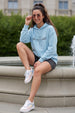 Flower Child Blue Oversized Printed Hoodie