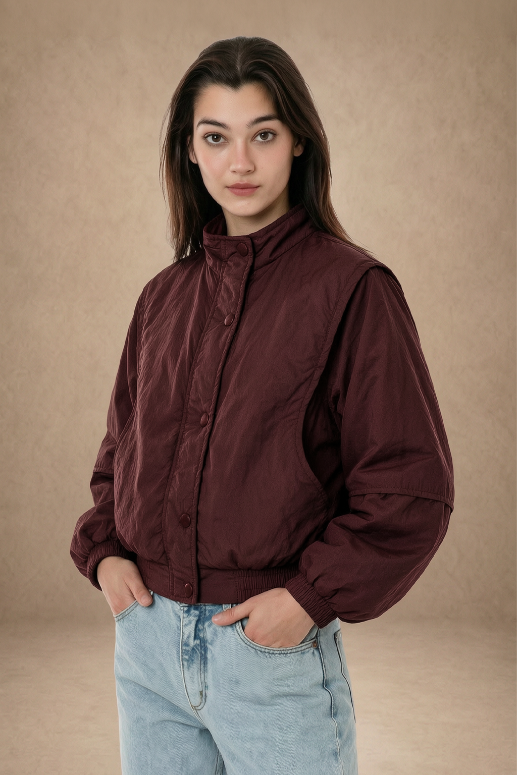 STAND COLLAR WINE JACKET