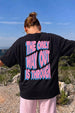 The Only Way Out Typographic Printed Oversized Fit Black T-Shirt
