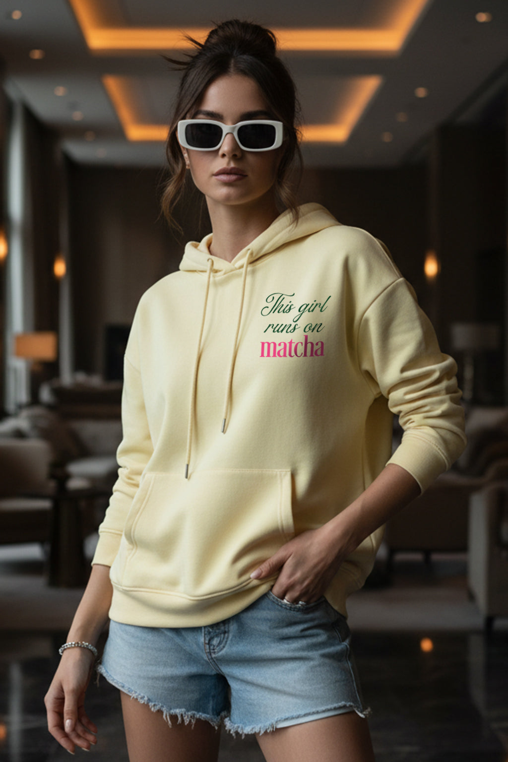 Matcha Marshmallow Oversized Printed Hoodie