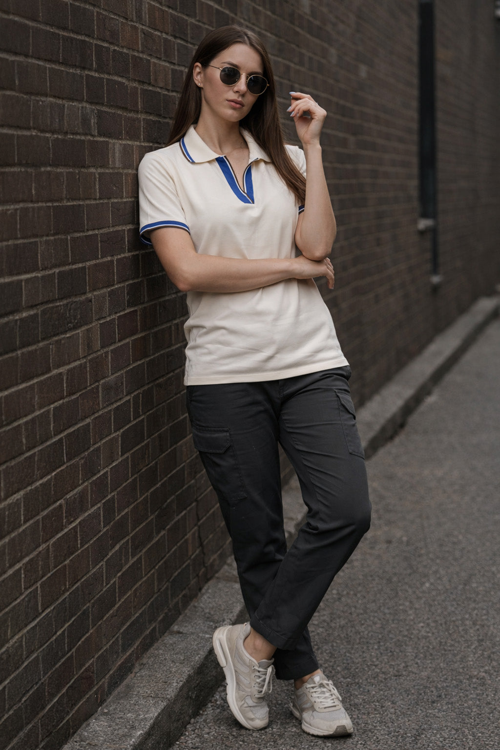 Stripe Collar Marshmallow Regular Fit Premium Pique Lycra Polo T-Shirt