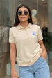 Sweet Bow Marshmallow Regular Fit Premium Pique Lycra Polo T-Shirt