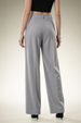 Grey High Rise Pleated Wide-Leg  Korean Pants