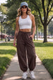 Brown Solid Baggy Fit Cargo Jogger