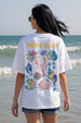 Sound Of Sea White Graphic Printed Oversized T-Shirt