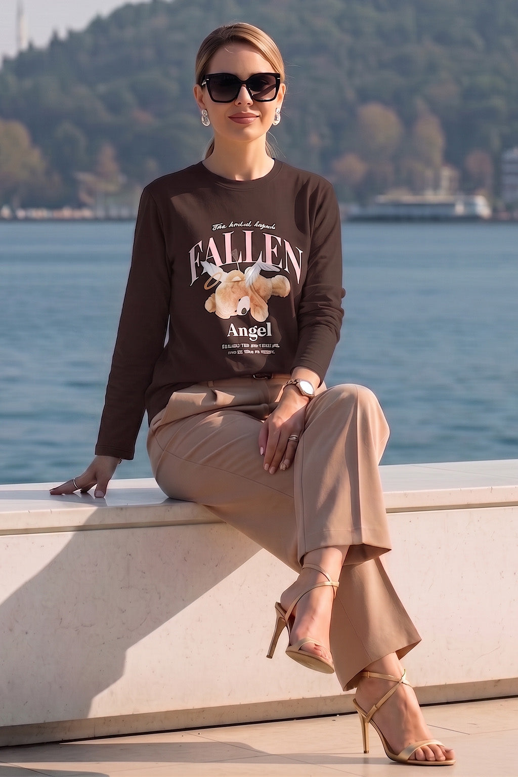 Fallen Brown Printed Full Sleeve Regular Fit T-Shirt