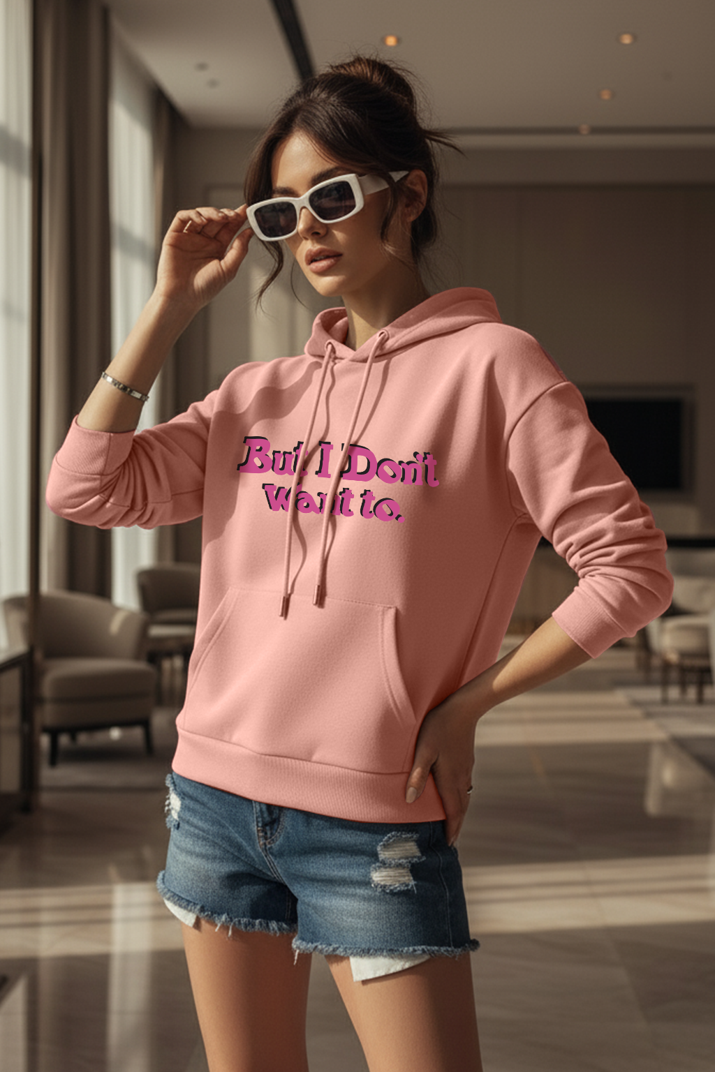 But I Don't Pink Regular Fit Printed Hoodie