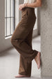 Brown Structured 5 Pocket Straight Fit Woven Cargo