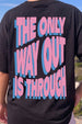 The Only Way Out Typographic Printed Oversized Fit Black T-Shirt