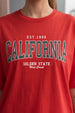 California Red Oversized Typographic T-Shirt