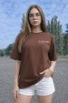 Nitro Girl Brown Oversized Printed T-Shirt