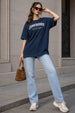 Juneberry Original Navy Oversized Fit Graphic T-Shirt