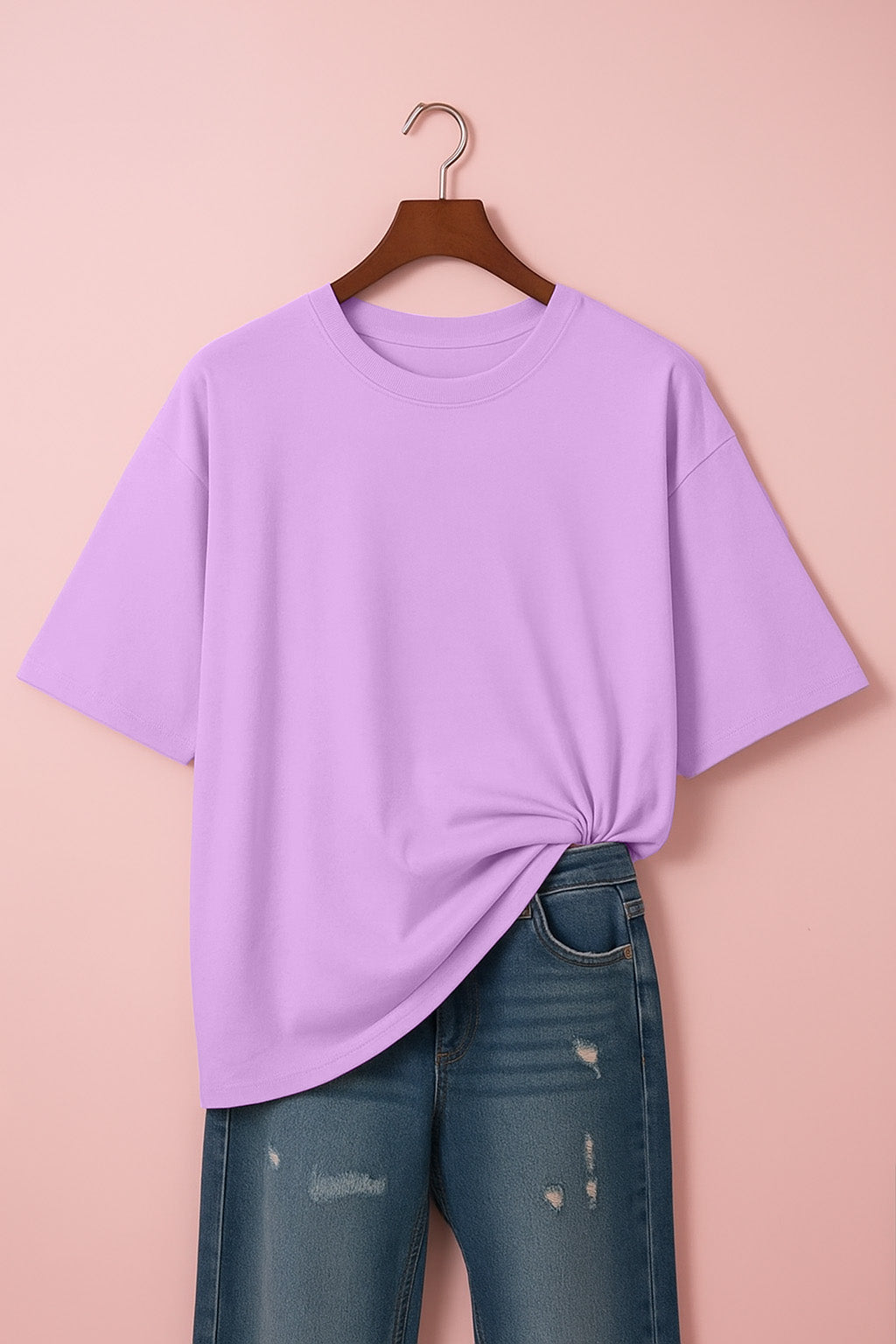 Back To Old Days Lilac Plus Size Printed T-shirt