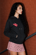 Mouth Black Regular Fit Back Printed Hoodie