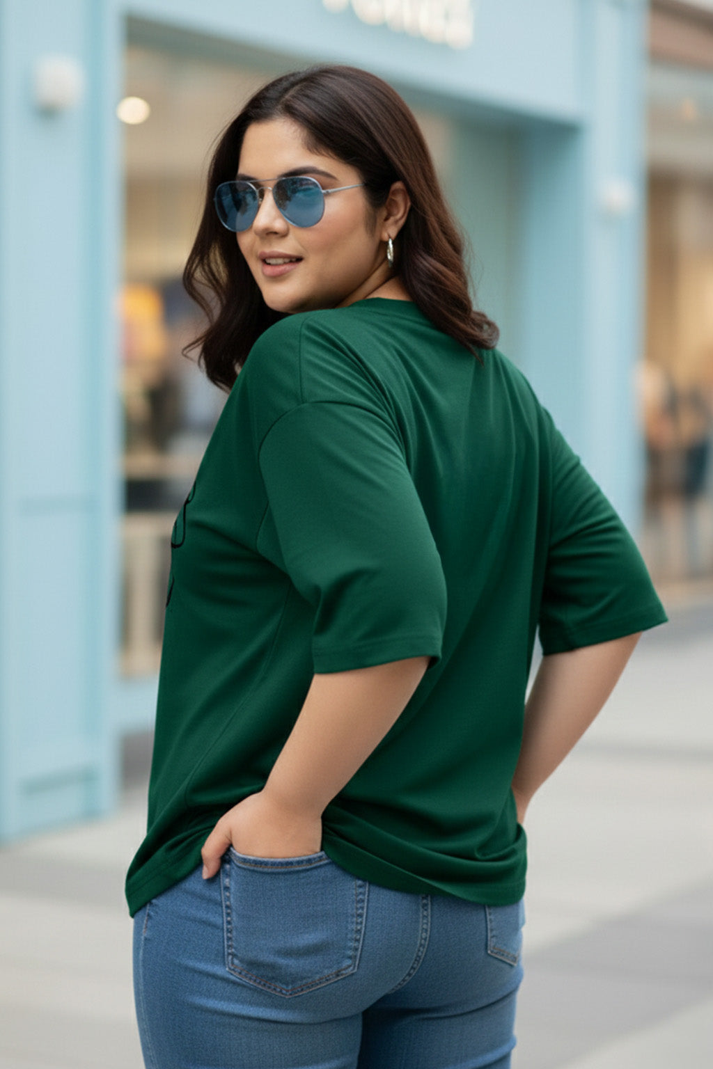 Good Vibes Green Plus Size Printed T-shirt