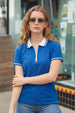 Stripe Collar Blue Regular Fit Premium Pique Lycra Zipper Polo T-Shirt