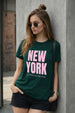 New York Green Printed Regular Fit T-Shirt