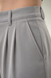 Grey High Rise Pleated Wide-Leg  Korean Pants