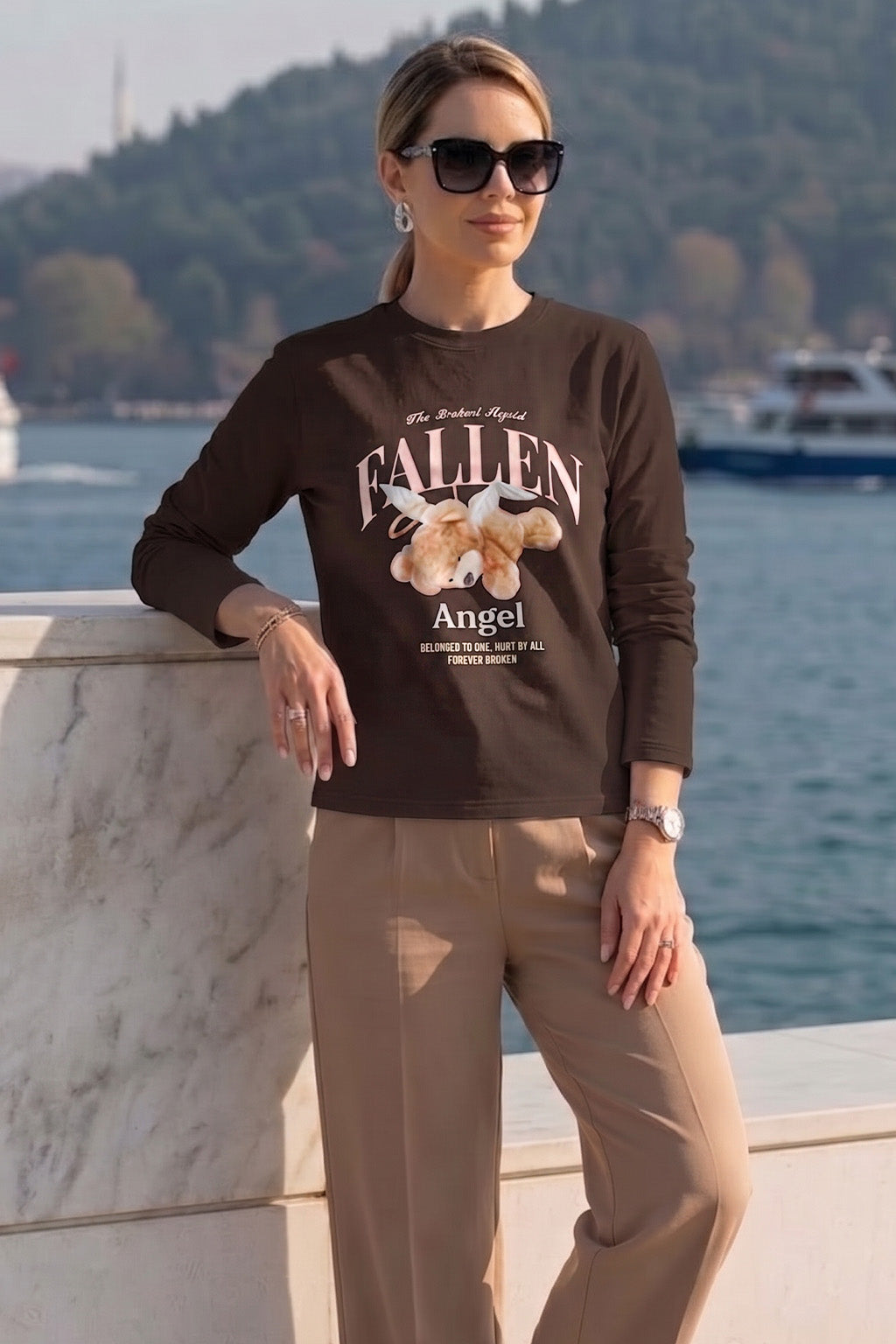 Fallen Brown Printed Full Sleeve Regular Fit T-Shirt
