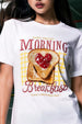 Breakfast White Printed Regular Fit T-Shirt