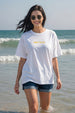 Sound Of Sea White Graphic Printed Oversized T-Shirt