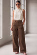 Brown Structured 5 Pocket Straight Fit Woven Cargo