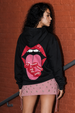 Mouth Black Regular Fit Back Printed Hoodie
