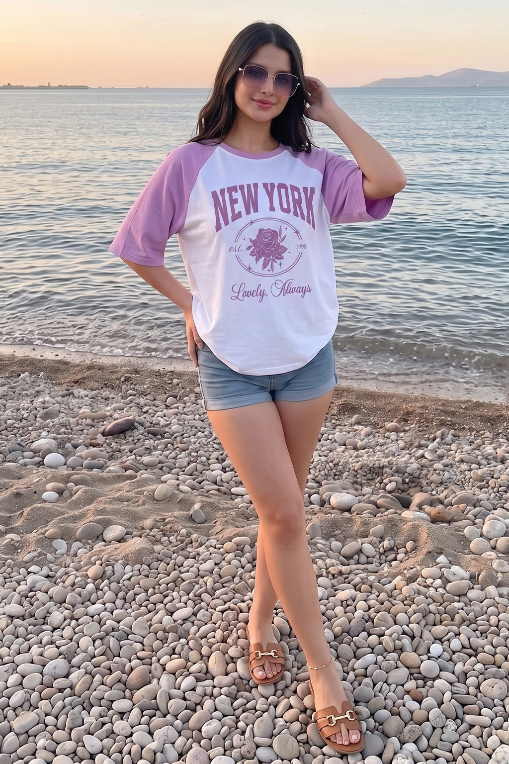 New York White Oversized Graphic T-Shirt