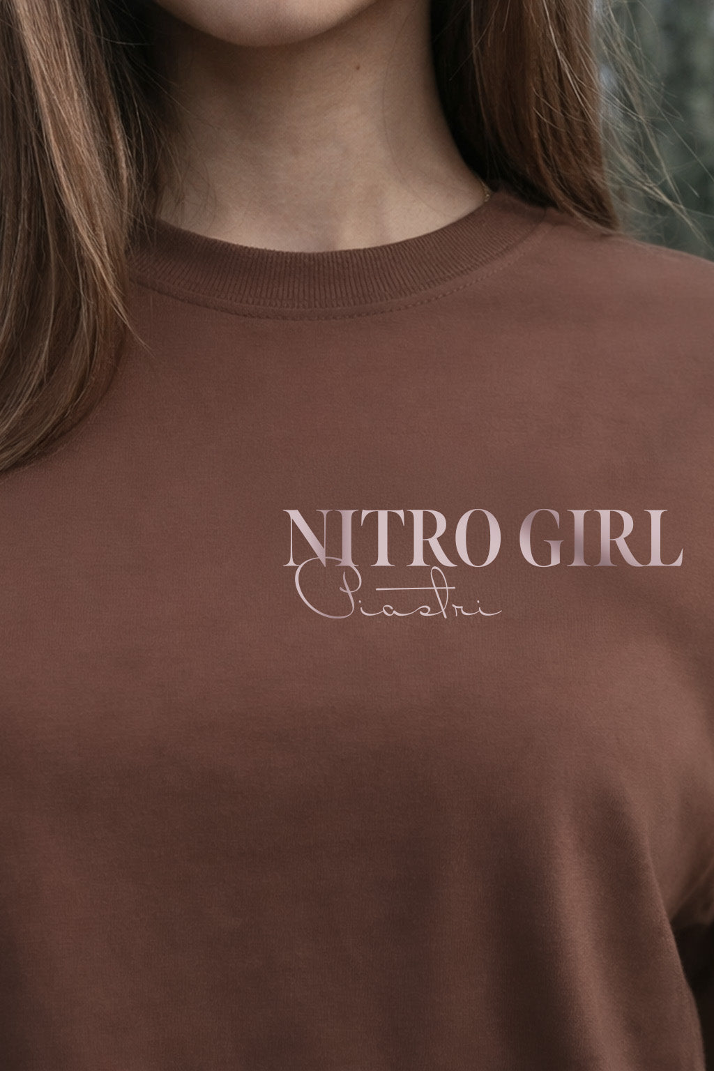 Nitro Girl Brown Oversized Printed T-Shirt