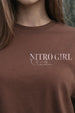 Nitro Girl Brown Oversized Printed T-Shirt