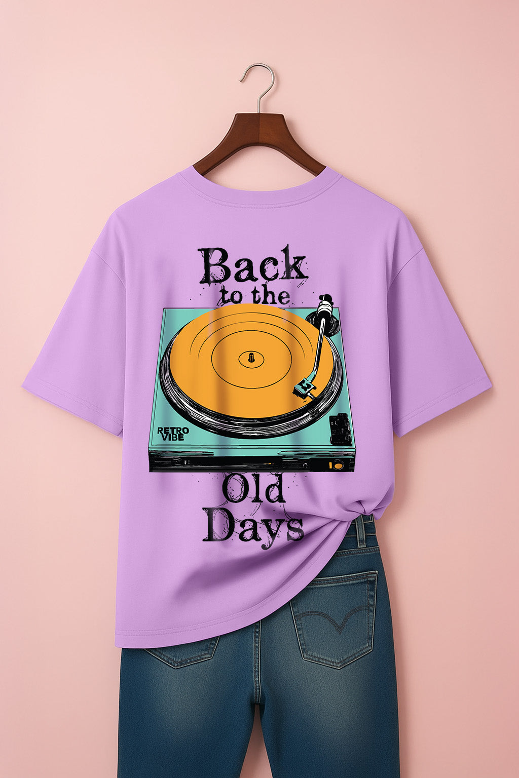 Back To Old Days Lilac Plus Size Printed T-shirt