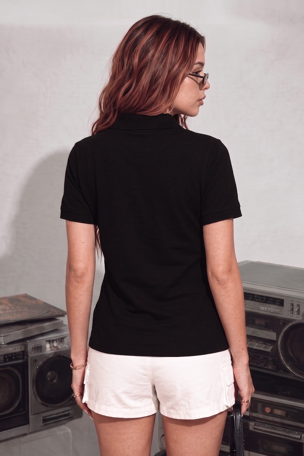 Black Plain Cotton Regular Slim Fit Polo T-Shirt