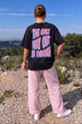 The Only Way Out Typographic Printed Oversized Fit Black T-Shirt