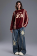 Miami Maroon Flatknit Striped Sweatshirt