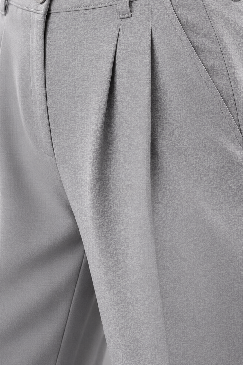 Grey High Rise Pleated Wide-Leg  Korean Pants