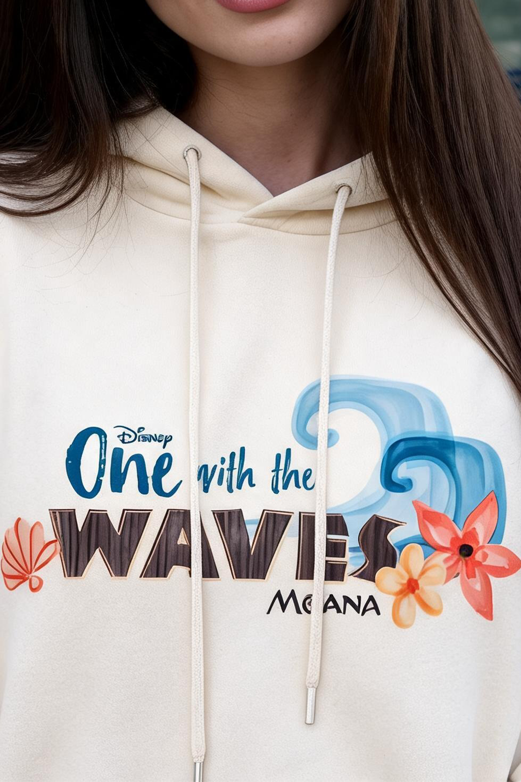 Moana Marshmallow Oversized Printed Hoodie