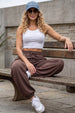 Brown Solid Baggy Fit Cargo Jogger