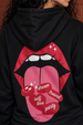 Mouth Black Regular Fit Back Printed Hoodie