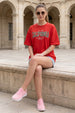 California Red Oversized Typographic T-Shirt