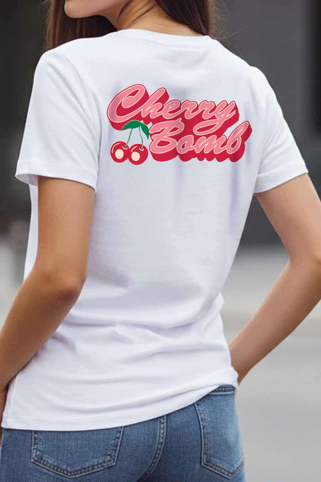 Cherry Bomb White Printed Regular Fit T-Shirt