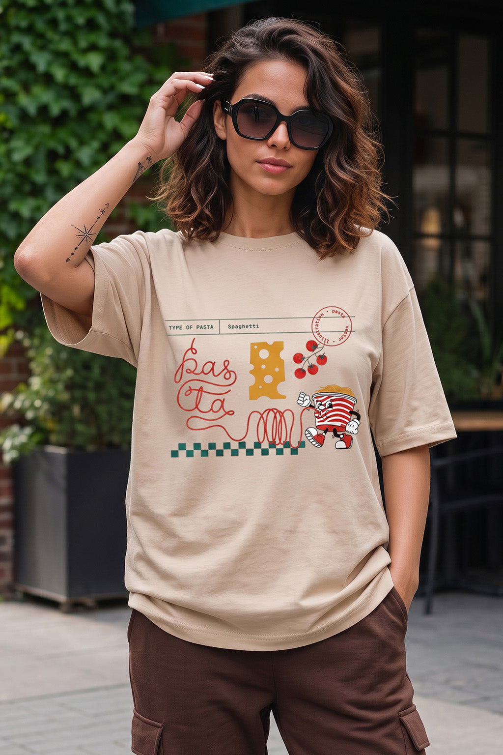 Pasta Swanwhite Oversized Graphic T-Shirt
