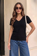 Black Plain V-Neck Regular Fit T-Shirt