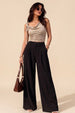 Black Classic Pleat Tailored Wide-Leg Korean Pant