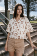AOP Swanwhite  Oversized Crop Shirt