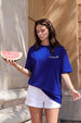 Be Happy Royal Blue Oversized Fit Graphic T-Shirt