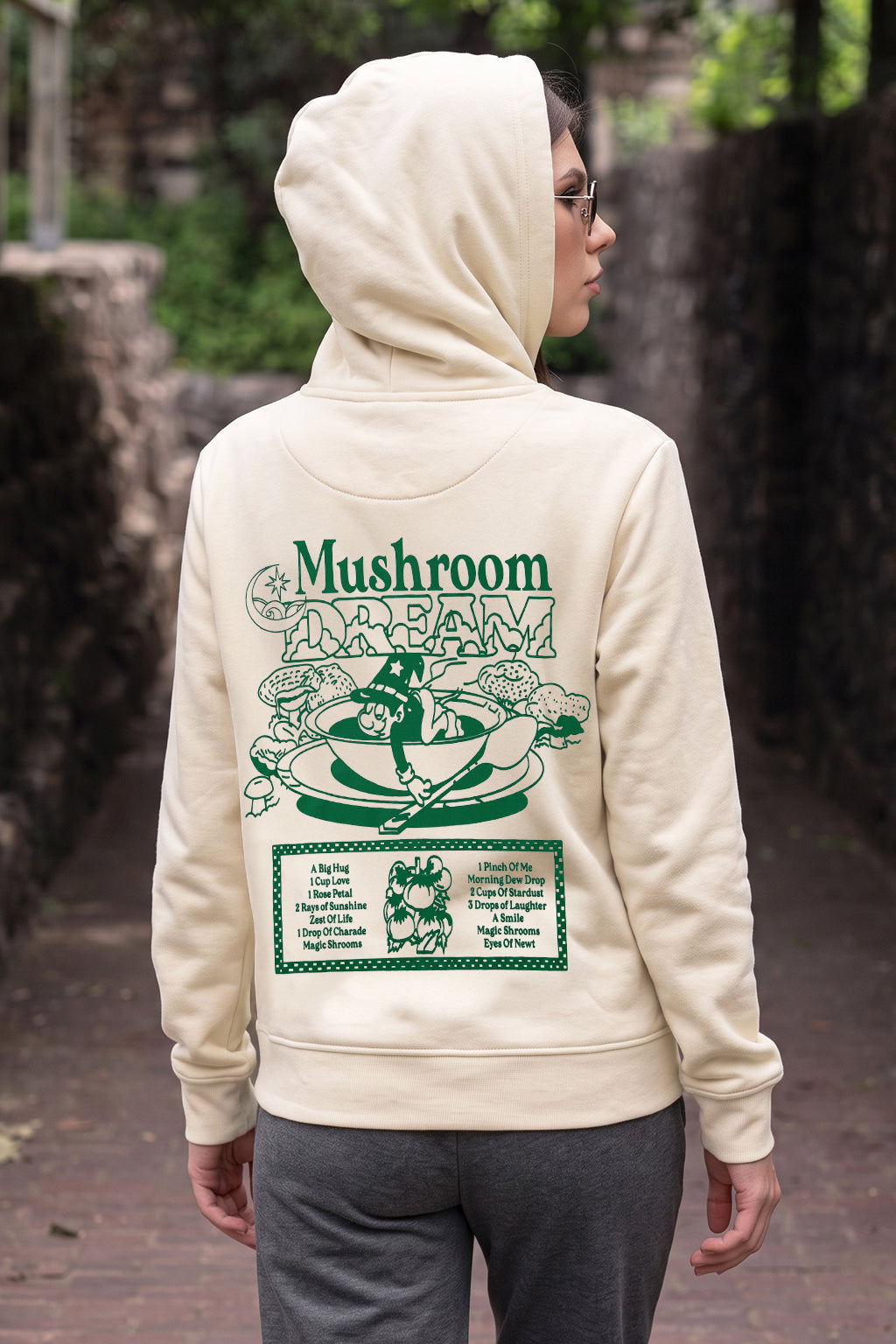 Mushroom Graphic Printed Marshmallow Regular Fit Hoodie