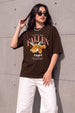 Fallen Angel Brown Oversized Printed T-Shirt
