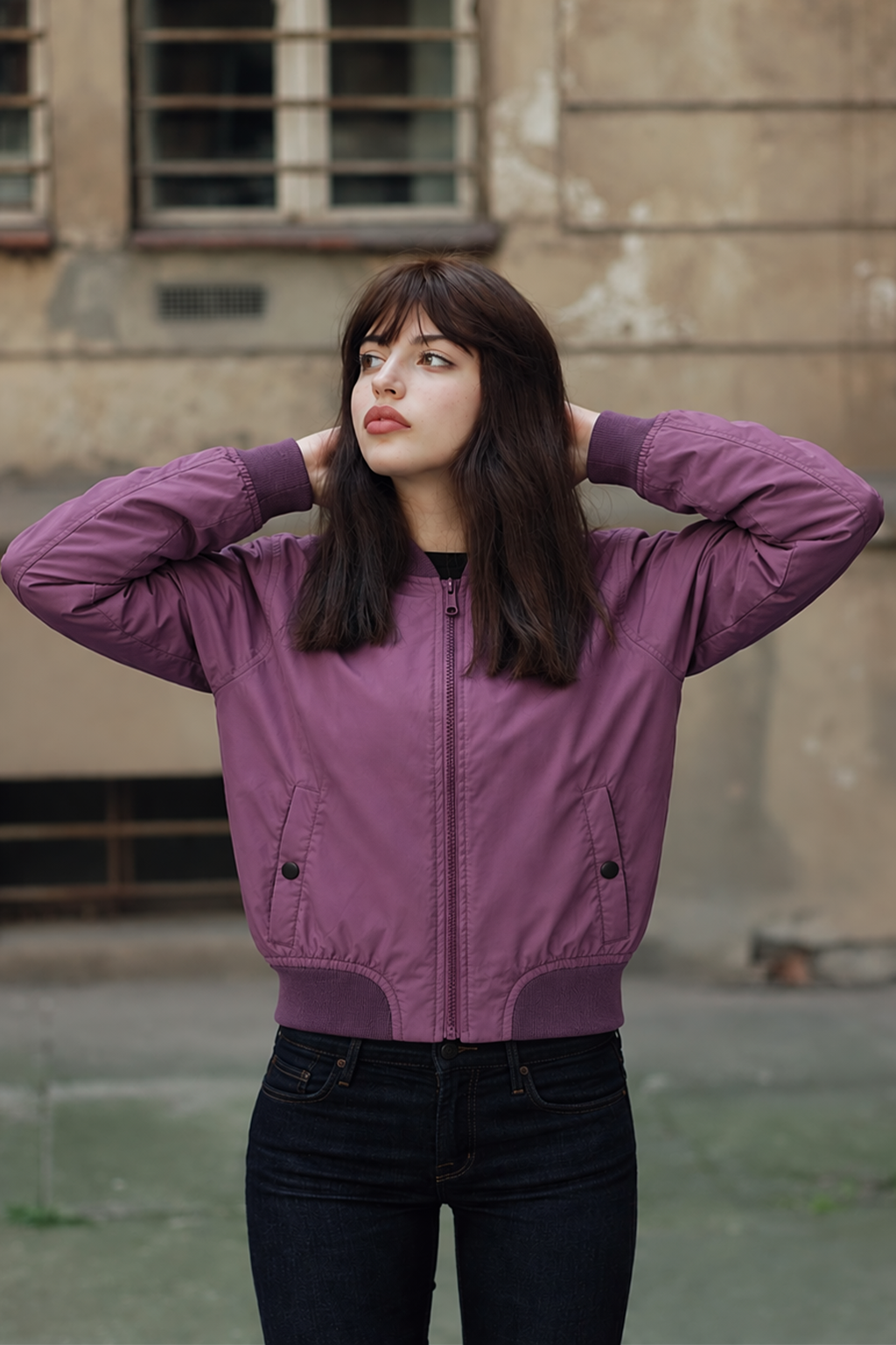 EVERYDAY BLACK CURRENT BOMBER JACKET